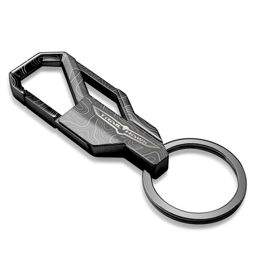 Jeep Trailhawk Topographic Black Carabiner Style Snap Hook Metal Key Chain