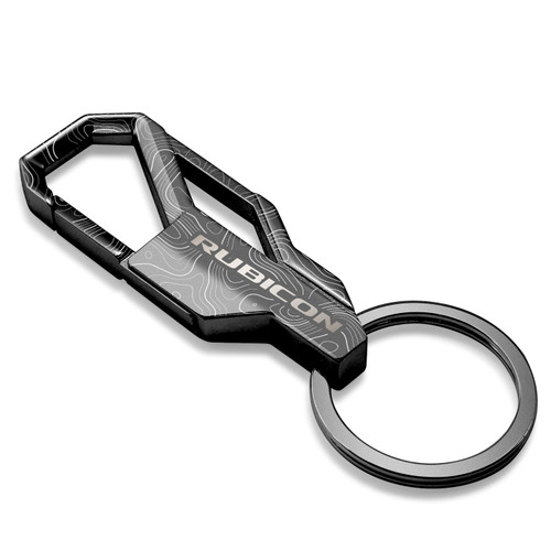 Jeep Rubicon Wrangler Topographic Black Carabiner Style Snap Hook Metal Key Chain