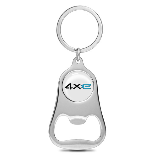 Jeep 4xe White Chrome Finish Flat Bottle Opener Metal Key Chain