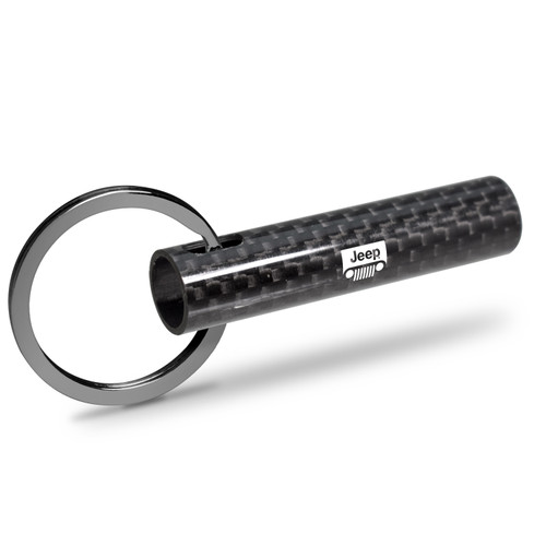 Jeep Grill Logo Black Real Carbon Fiber Custom Designed Tube Style Key Chain