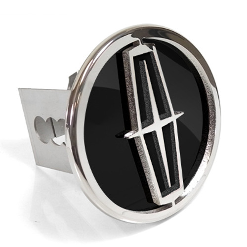 Lincoln 3D Logo Black Infill Chrome Metal Tow Hitch Cover