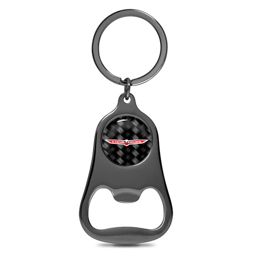 Jeep Trailhawk Logo Carbon Fiber Flat Bottle Opener Black Metal Key Chain