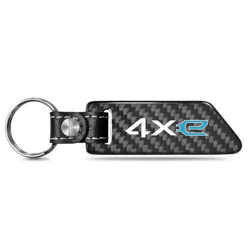 Jeep 4xe Real Carbon Fiber Blade Style Black Leather Strap Key Chain