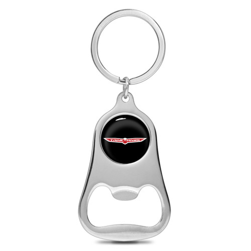 Jeep Trailhawk Black Logo Chrome Finish Flat Bottle Opener Metal Key Chain