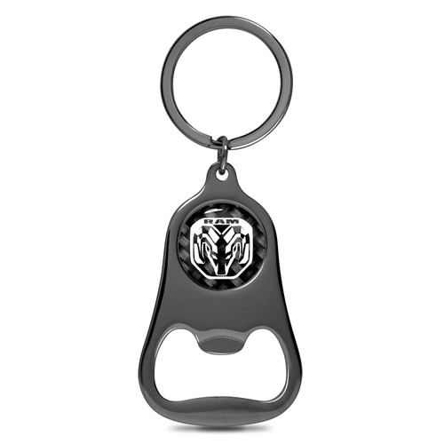RAM 2019 up Logo Carbon Fiber Flat Bottle Opener Black Metal Key Chain