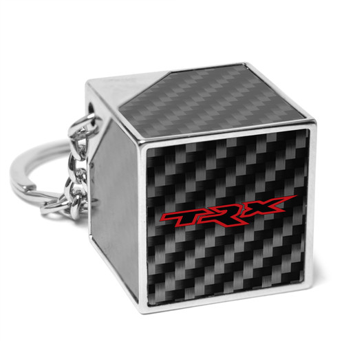 RAM 1500 TRX Logo Black Real Carbon Fiber Custom Designed Cube Block Style Metal Key Chain