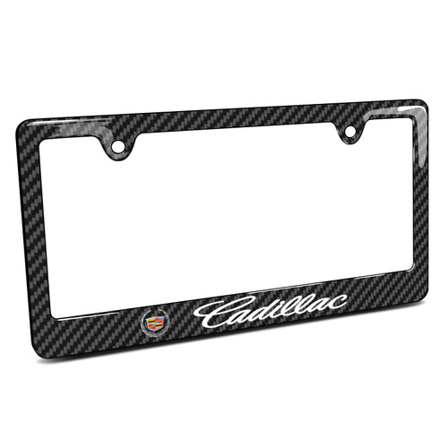 Cadillac Logo Black Carbon Fiber Look ABS Plastic License Plate Frame