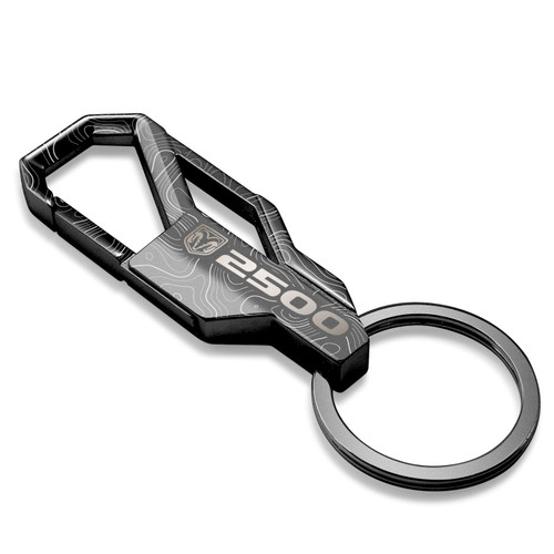 RAM 2500 Logo Topographic Black Carabiner Style Snap Hook Metal Key Chain