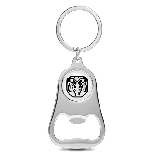 RAM Logo 2019 up White Logo Chrome Finish Flat Bottle Opener Metal Key Chain