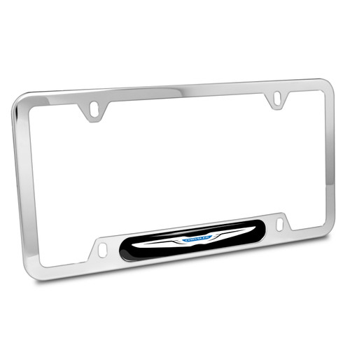 Chrysler Logo UV-LED Printed on Black Dome Chrome Stainless Steel License Plate Frame