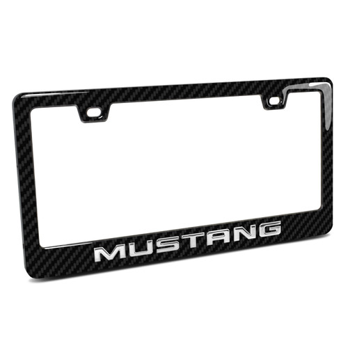Ford Mustang 3d Chrome Emblem Real Carbon Fiber ABS Plastic License Plate Frame