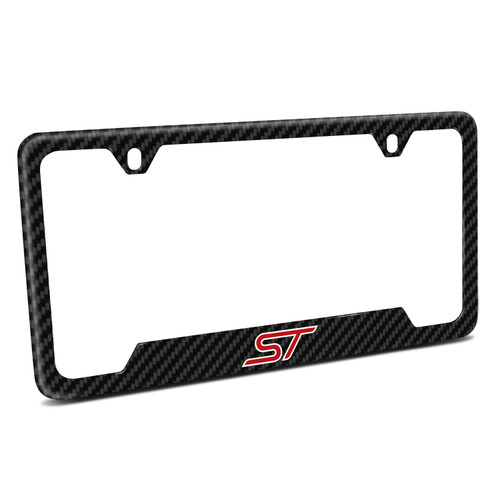 Ford ST Black Carbon Fiber Texture ABS Plastic 50 States License Plate Frame for Focus, Explorer, Escape, Edge…