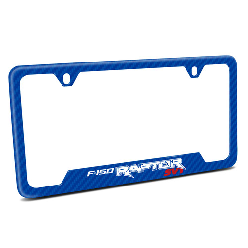 Ford F-150 Raptor SVT Blue Carbon Fiber Texture ABS Plastic 50 States License Plate Frame