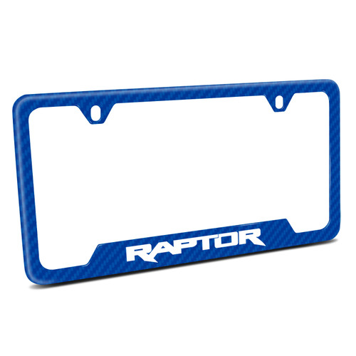Ford F-150 Raptor 2017 up Blue Carbon Fiber Texture ABS Plastic 50 States License Plate Frame