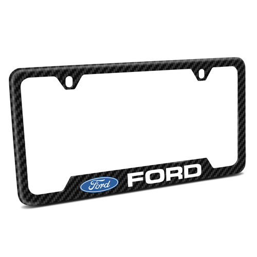 Ford Logo Black Carbon Fiber Texture ABS Plastic 50 States License Plate Frame