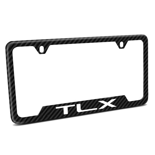 Acura TLX Black Carbon Fiber Texture ABS Plastic Open Corners License Plate Frame