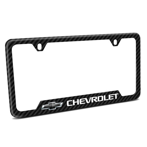 Chevrolet Black Logo Black Carbon Fiber Texture ABS Plastic 50 States License Plate Frame