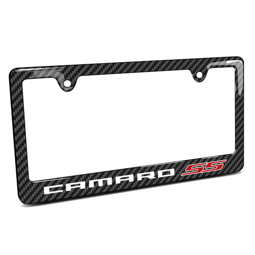 Chevrolet Camaro SS Black Carbon Fiber Look ABS Plastic License Plate Frame