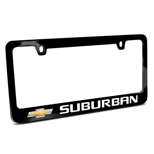 Chevrolet Suburban UV LED Printed on Black Metal License Plate Frame