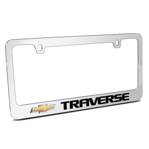Chevrolet Traverse in 3D on Mirror Chrome Metal License Plate Frame