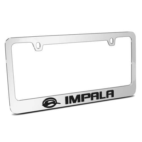 Chevrolet Impala in 3D on Mirror Chrome Metal License Plate Frame