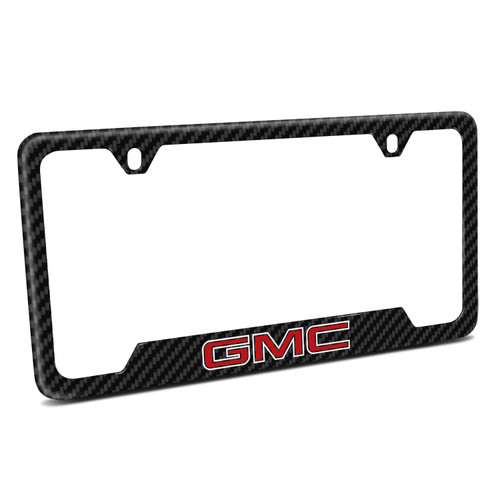 GMC in Red Black Carbon Fiber Texture ABS Plastic 50 States License Plate Frame