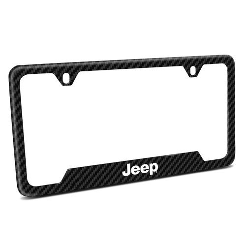 Jeep Black Carbon Fiber Texture ABS Plastic 50 States License Plate Frame