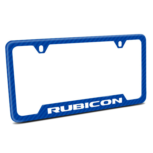 Jeep Rubicon Wrangler Blue Carbon Fiber Texture ABS Plastic 50 States License Plate Frame