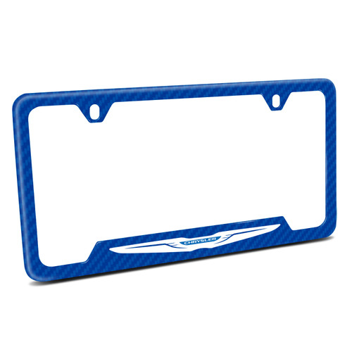 Chrysler Logo Blue Carbon Fiber Texture ABS Plastic 50 States License Plate Frame
