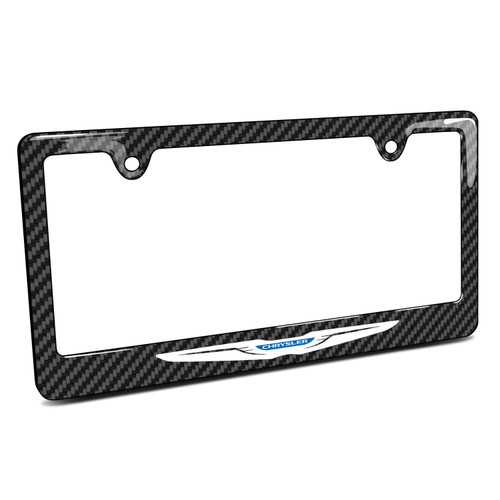Chrysler Logo Black Carbon Fiber Look ABS Plastic License Plate Frame