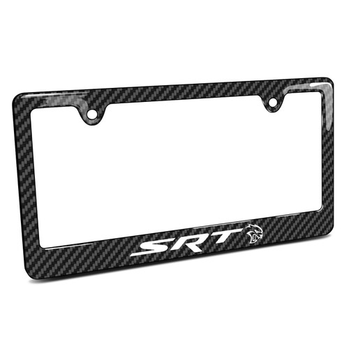 Dodge SRT Hellcat Black Carbon Fiber Look ABS Plastic License Plate Frame