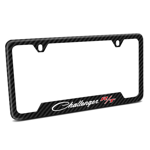 Dodge Challenger R/T Classic Black Carbon Fiber Texture ABS Plastic 50 States License Plate Frame