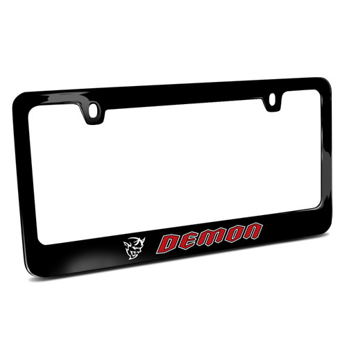 Dodge Demon in Red UV-LED Printed American-Made Black Metal License Plate Frame
