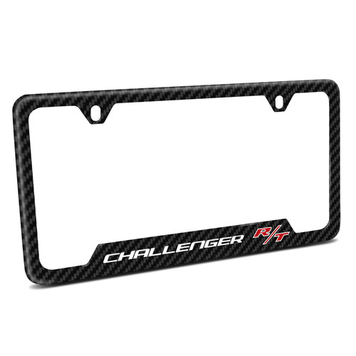 Dodge Challenger R/T Black Carbon Fiber Texture ABS Plastic 50 States License Plate Frame