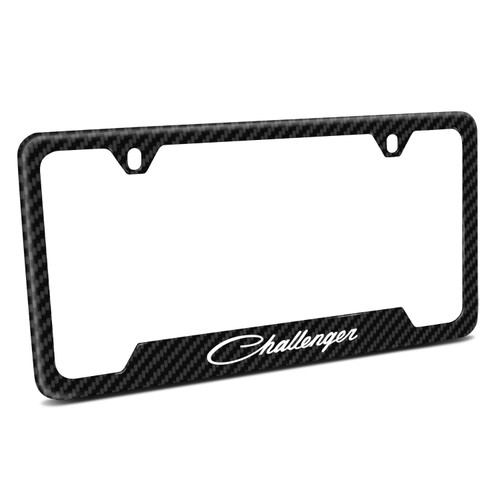 Dodge Challenger Classic Black Carbon Fiber Texture ABS Plastic 50 States License Plate Frame