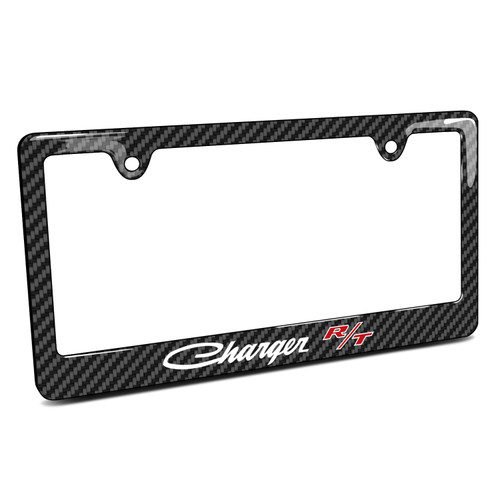 Dodge Charger R/T Classic Black Carbon Fiber Look ABS Plastic License Plate Frame