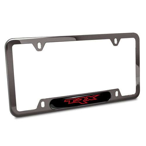 RAM 1500 TRX in Red Black Insert Gunmetal Black Stainless Steel License Plate Frame