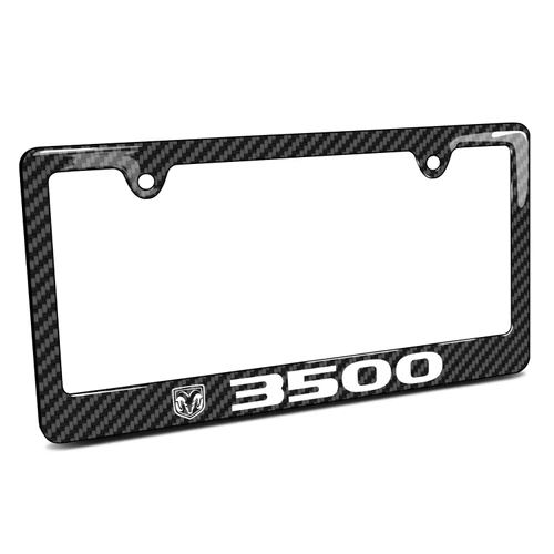 RAM 3500 Black Carbon Fiber Look ABS Plastic License Plate Frame