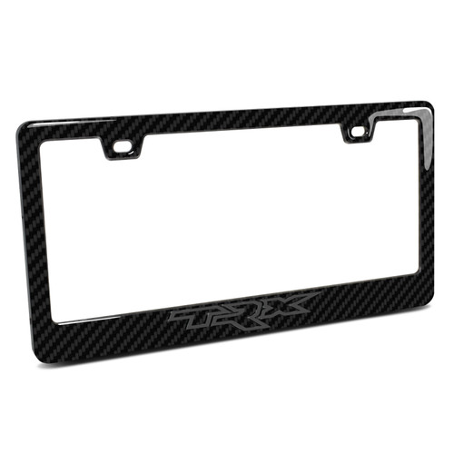 RAM 1500 TRX in 3D Gray Letters on Real Carbon Fiber ABS Plastic License Plate Frame
