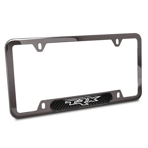 RAM 1500 TRX Real Carbon Fiber Insert Gunmetal Black Stainless Steel License Plate Frame