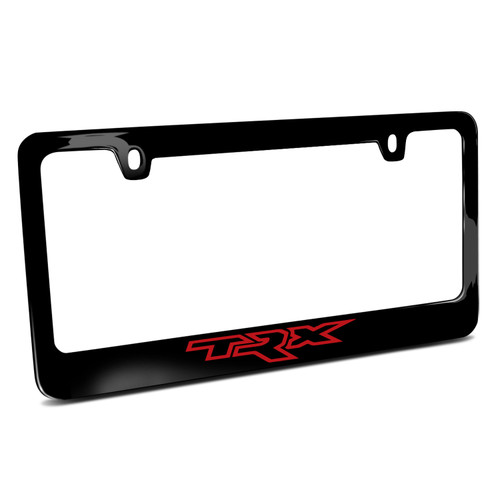 RAM 1500 TRX in Red Printed American-Made Black Metal License Plate Frame