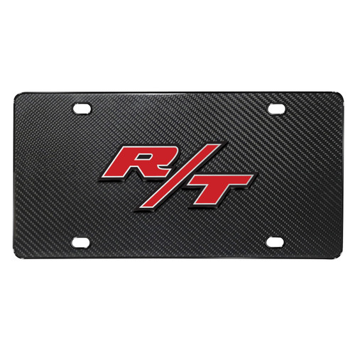 Dodge R/T 3D Logo on Real Black Carbon Fiber License Plate