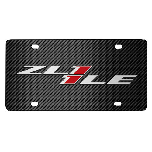 Chevrolet Camaro ZL1-1LE 3D Logo on Black Carbon Fiber Pattern Stainless Steel License Plate
