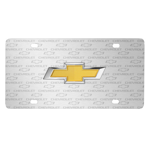Chevrolet Golden in 3D Logo on Logo Pattern Brushed Aluminum License Plate