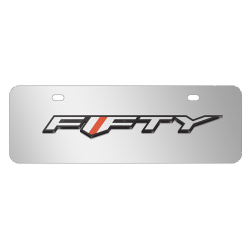 Chevrolet Camaro 50 Years in 3D Logo 12" x 4.25" European Look Chrome Half-Size Stainless Steel License Plate