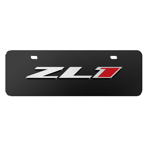 Chevrolet Camaro ZL1 in 3D Logo 12" x 4.25" European Look Black Half-Size Stainless Steel License Plate