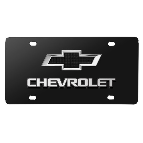 Chevrolet Bowtie 3D Dual Logo Black Stainless Steel License Plate