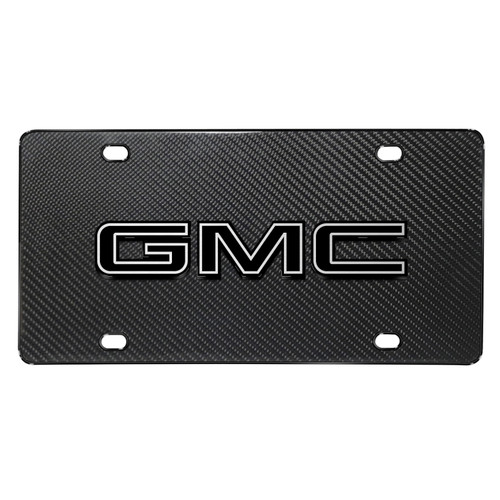GMC Black Inlay 3D Logo on Real Black Carbon Fiber License Plate