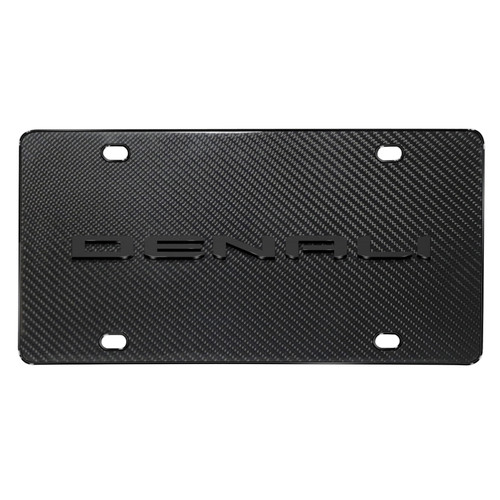 GMC Denali All-Black 3D Logo on Real Black Carbon Fiber License Plate