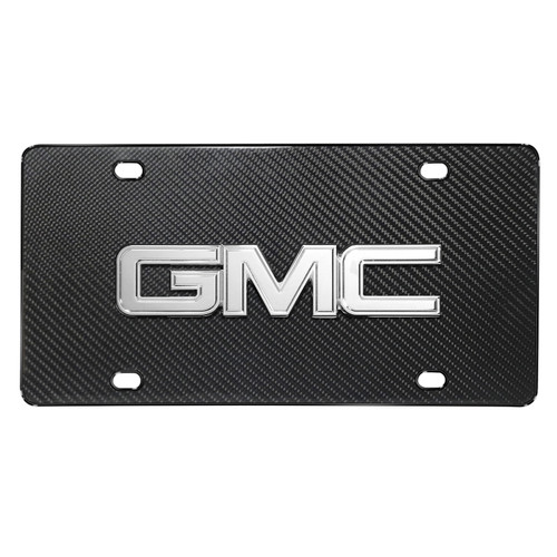 GMC 3D Chrome Metal Logo on Real Black Carbon Fiber License Plate